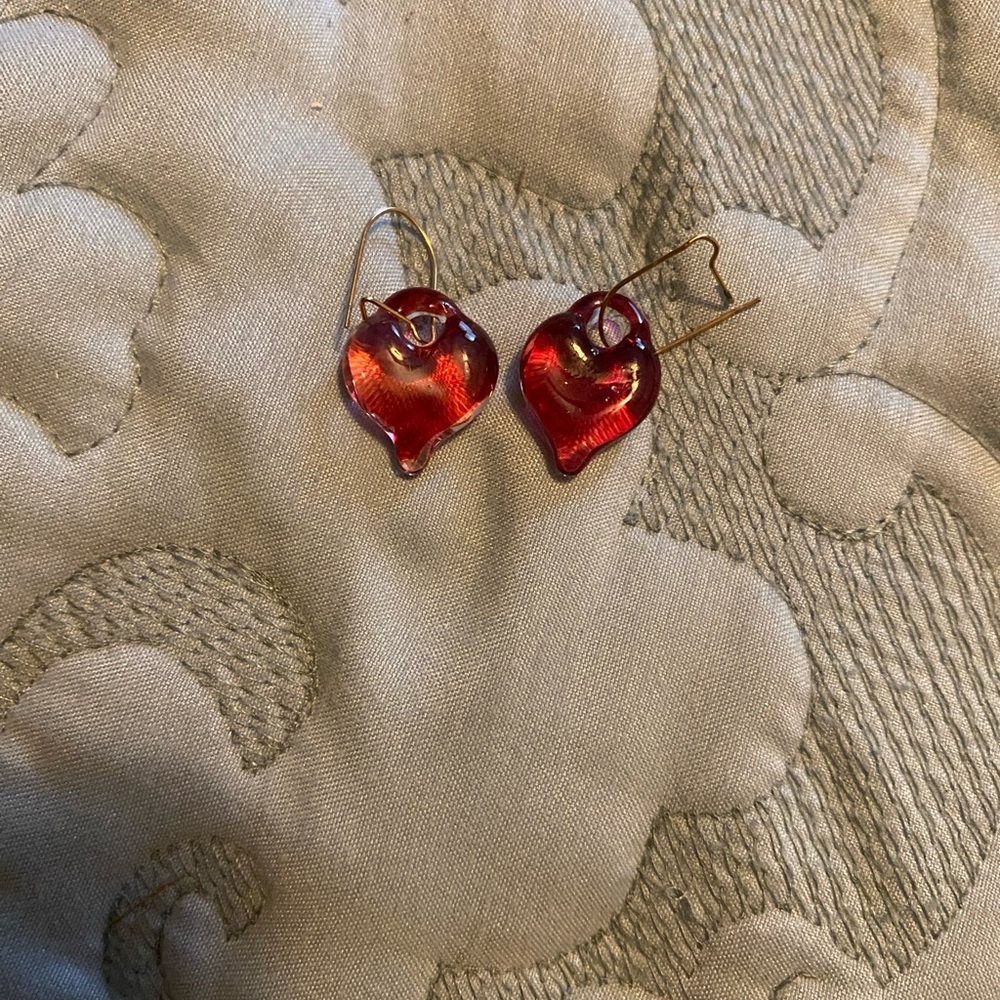 Elegant Red Heart Earrings